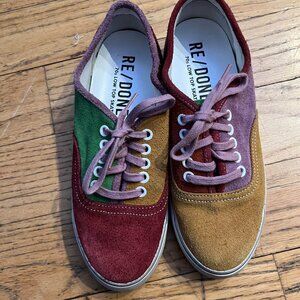 RE/DONE 70s Low Top Skate In Multi Colorful Suede Size 38
